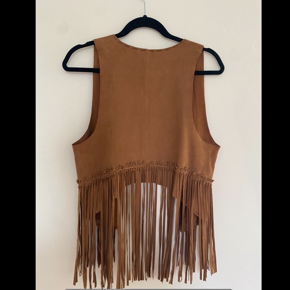 Genuine Leather Cognac Tassel Vest. New!! - Picture 2 of 4